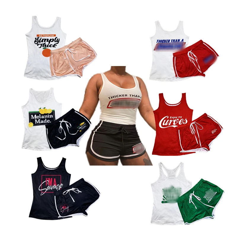 

Women Summer Print 2pcs Suit Fashion Two-piece Spandex Shorts Set sports GYM Two Piece Sets sexy Women Clothing outfits, 14 colors