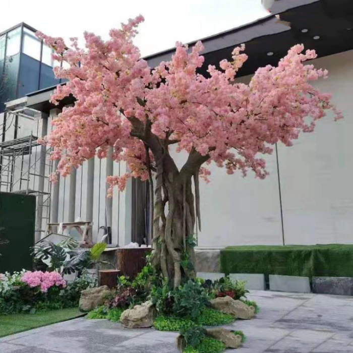 

Faux Pink Flower Tree Small Cherry Blossom Trees Tall Artificial Cherry Tree For Salon Hotel
