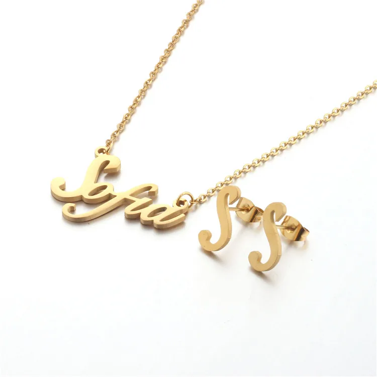 

Titanium Steel Vacuum Gold Plated English Name Necklace Jewelry Name Necklace Personalised, Picture shows