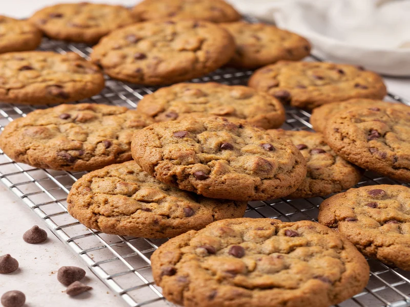 Healthy chocolate chip cookies with oats and dark chocolate chips