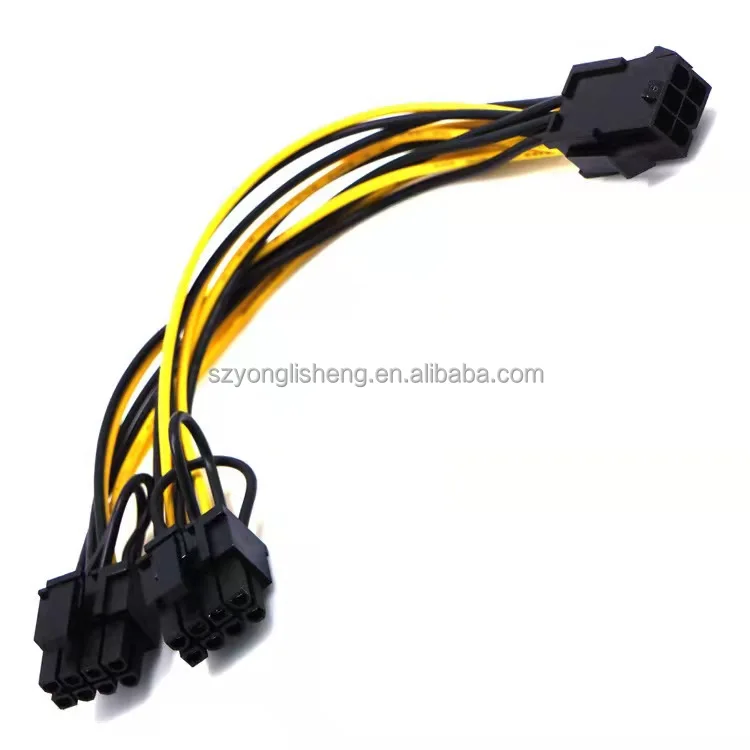 

Pcie 6pin Female to Dual PCI-E 8pin (6+2)pin Male 18awg Graphics Card Splitter