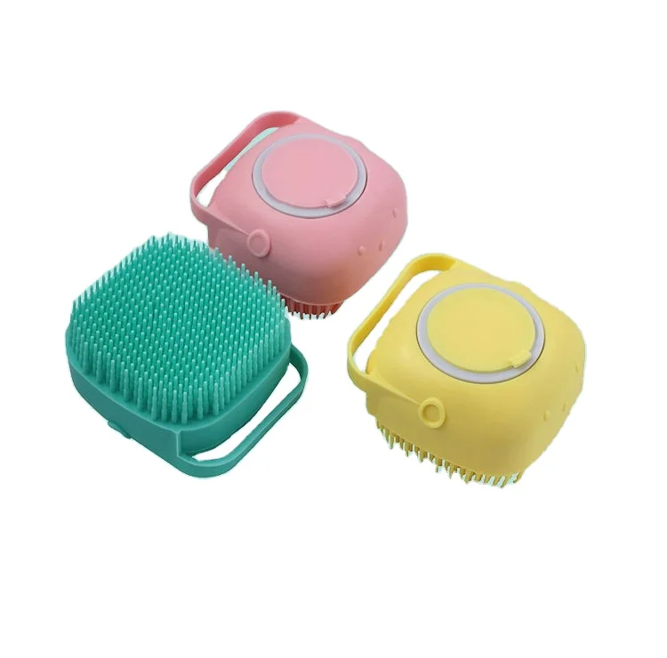 

Factory Wholesale LOW MOQ Cheap Rubber Pet Cat Shower Gel Grooming Safety Soft Fur Massage Bath Dog Brush, Colorful