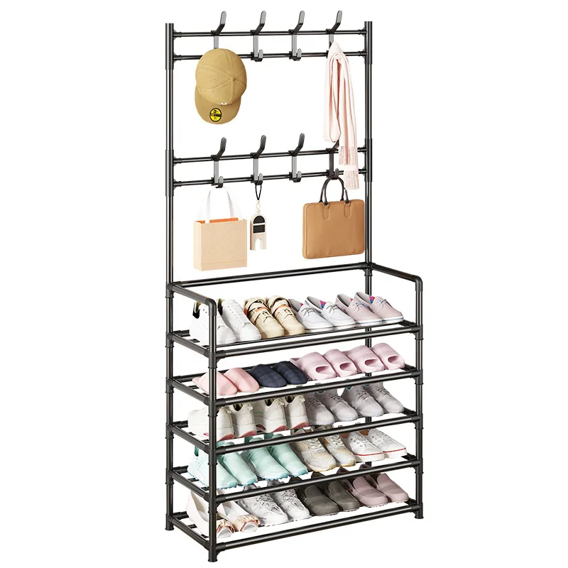 6 Hooks Over Door Coat Rack for Clothes Hat Towe Free Standing Garment Wall Shoe and Coat Rack