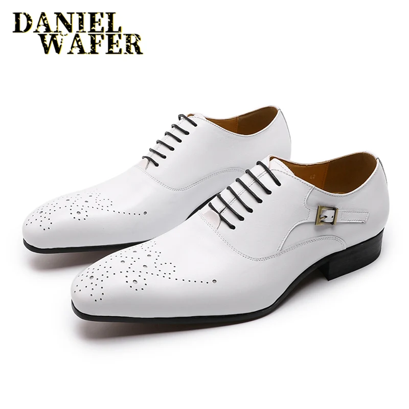 White Dress Shoes Genuine Leather Pointed Toe Paisley Formal Wedding Men Dress Shoes Buy Dress