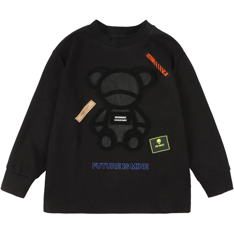 

Kids T-shirt Baby Boys T-shirt Straight Organic Cotton Baby Boys T-shirt With Cut Cartoon Bear 2021 New Spring Fashion