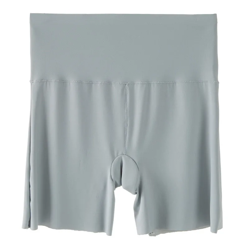 

Custom Logo Summer Women Silk Panties Female Anti Emptied Safety High Waist Slim Seamless Underwear Women Boyshorts, White , black ,beige,gery