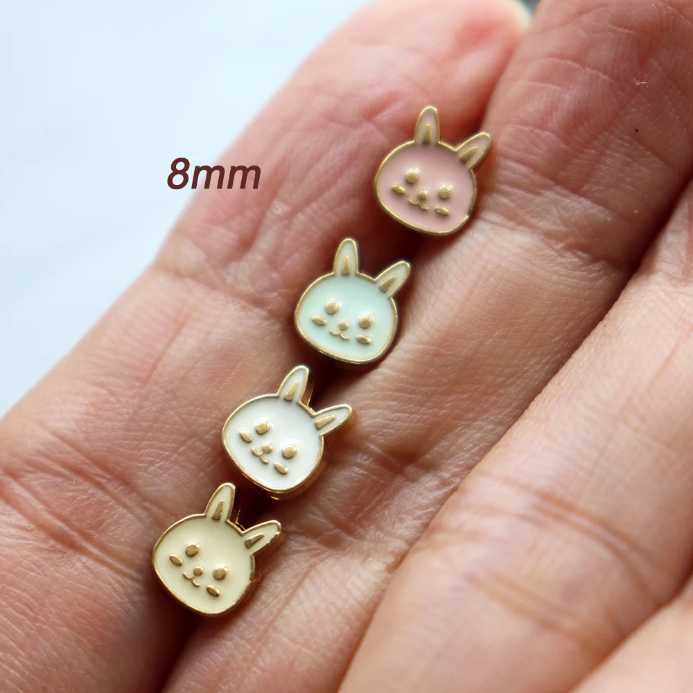 7mm*8.5mm Mini Rabbit Head Doll Button Sewing Shank Zinc Alloy Plating Cute Small Doll Sewing Clothing Accessories Wholesale