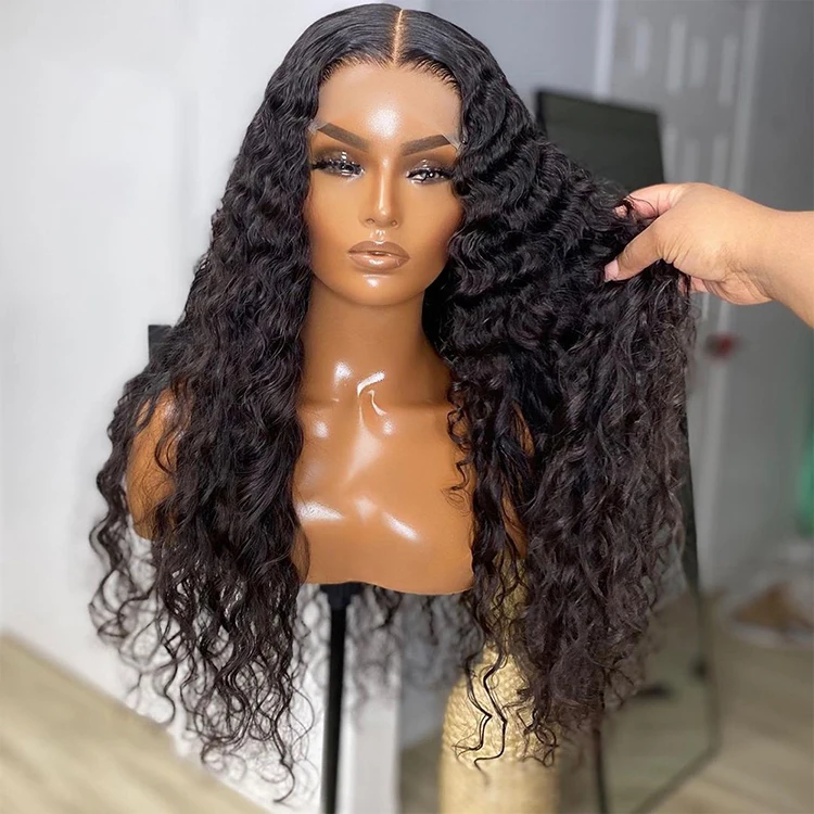 

Brazilian Virgin Hair Wigs Swiss Lace Frontal Deep Wave 13X4 Lace Front Human Hair Wigs