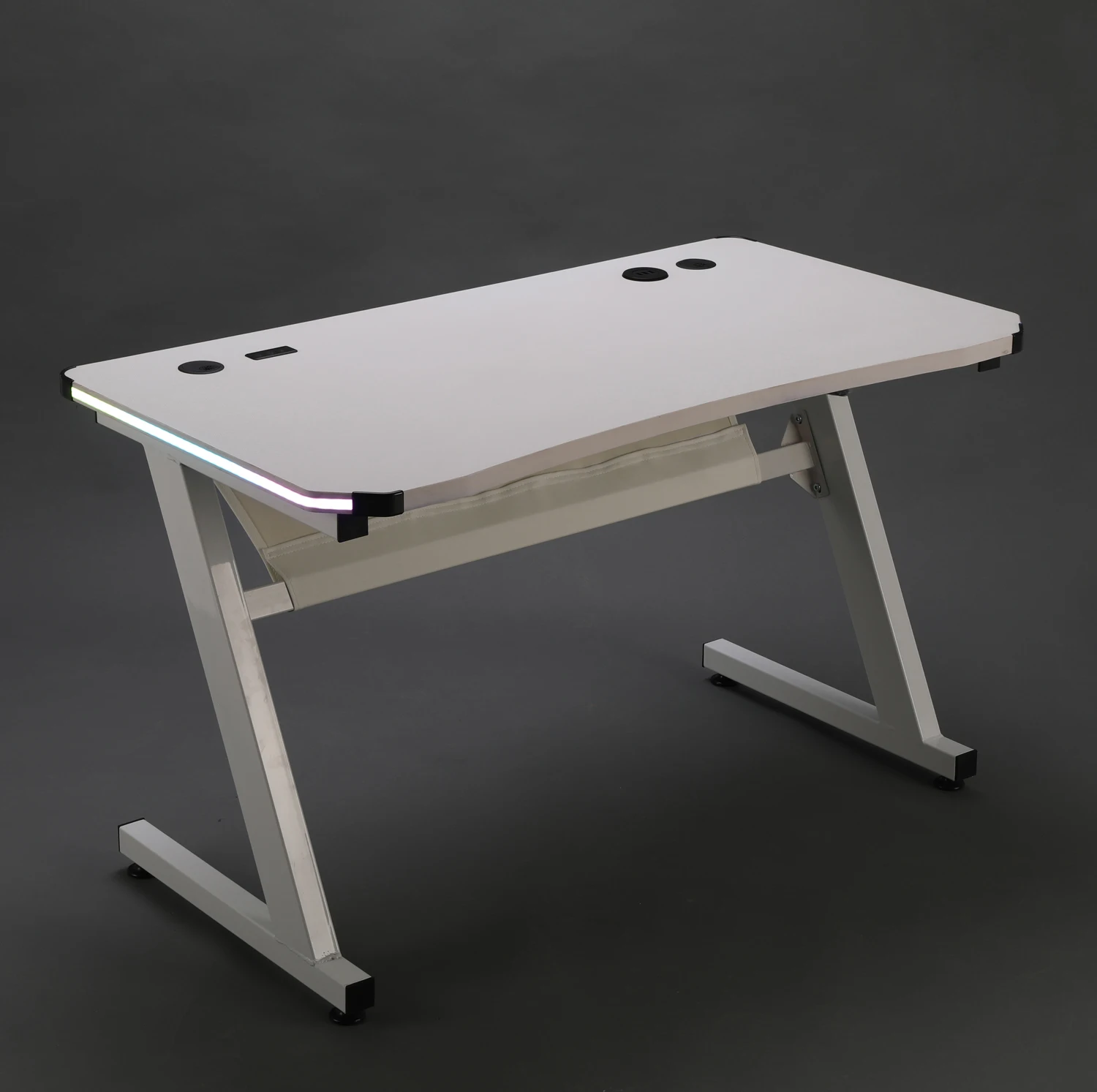 Modern White Esports Table With Led Light Gaming Pc Desk Computer