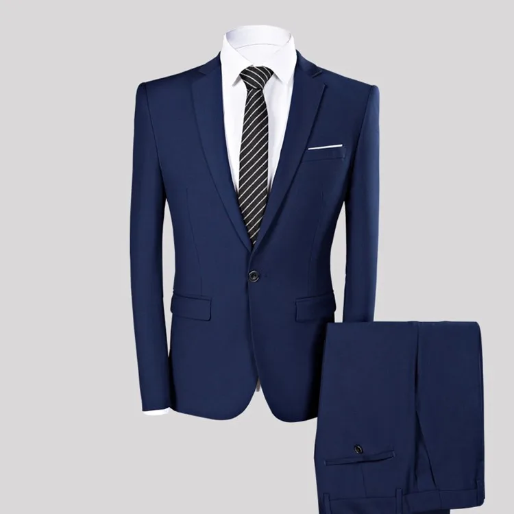 Manufacture men polyester viscose 2 pieces wedding suits set solid colour business suits for men