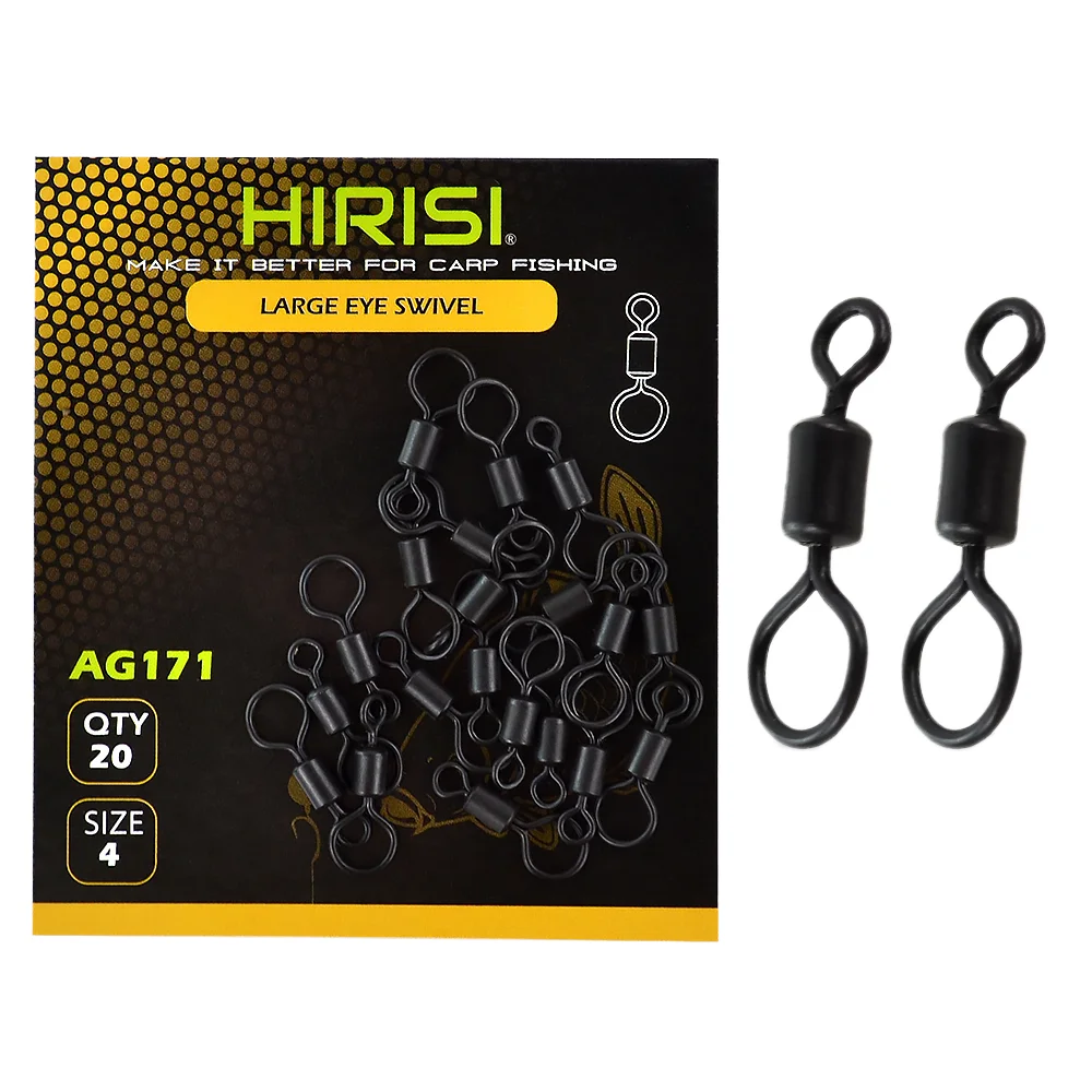 Hirisi Carp Fishing Swivel with Large Eye Metal Size 4# Eyed Fishing Rolling Swivel Carp Fishing Accessories AG171
