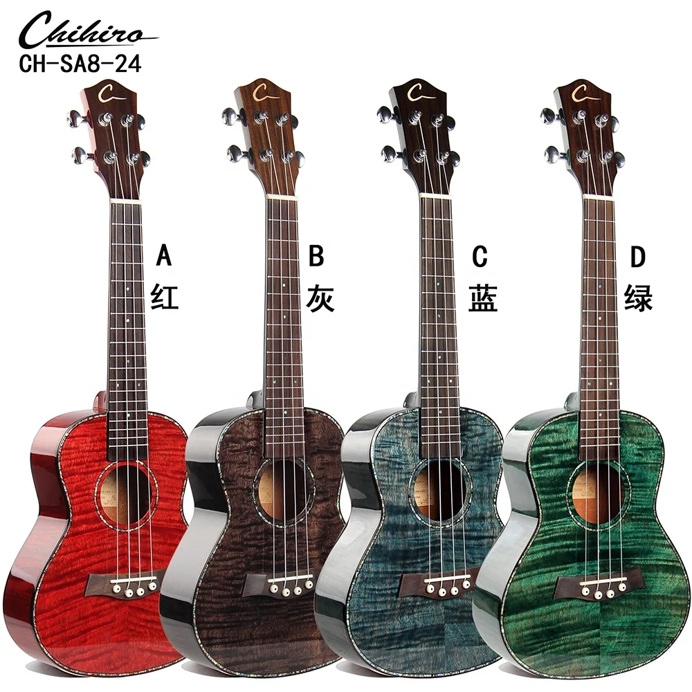 

Concert Ukulele Solid Okoume Flame Grain Brush Color