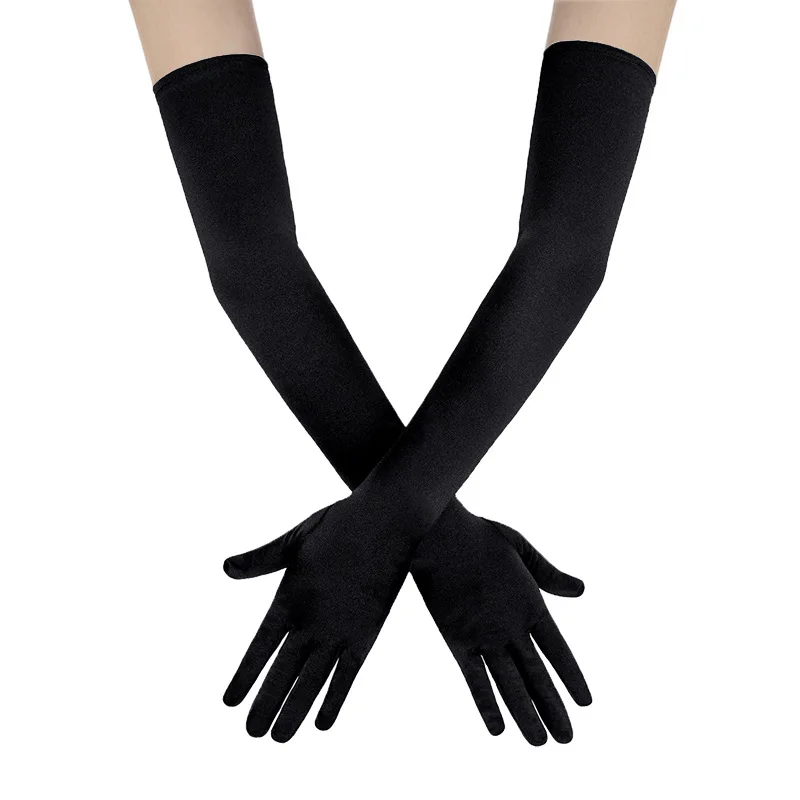 

Bride Long Elbow glove wedding accessories Simple plain blank bridal satin gloves