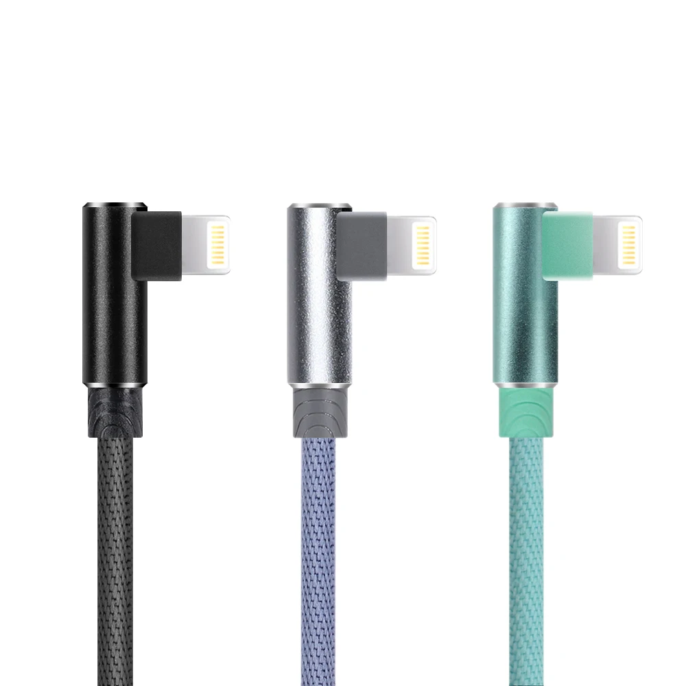 

Quick Charger USB For Micro USB Tpye-C Lightning Cable Mobile Phone Fast Charging Elbow Data cable durable 1M 2M 2.4A