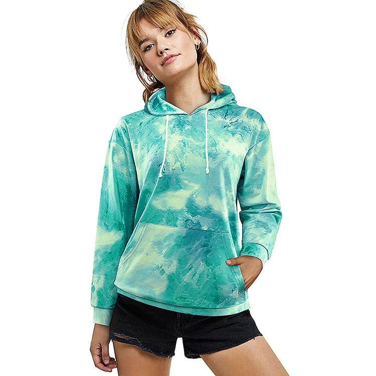 

Spring Autumn Winter Clothes Pullover Hoodie Ladies Tops Femme Pocket Sweatshirt Women Tie Dye Hoodie