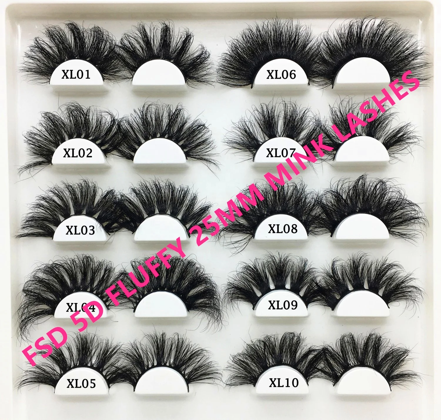 

Qingdao FSD private label mink eyelashes hot selling 3d 5d lashes popular mink eyelash XL01-XL10 super fluffy 25mm mink lash