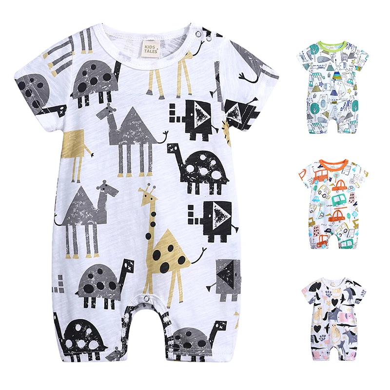 

Wholesale Custom Print Cheap Summer Short Sleeve Cotton Toddler Baby Boy Bodysuit Rompers Clothes, White black toddler boy romper