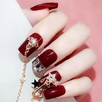 

Lasting Shiny Red Star 3D Fashion Art Trend Artificial Elegant False Nails