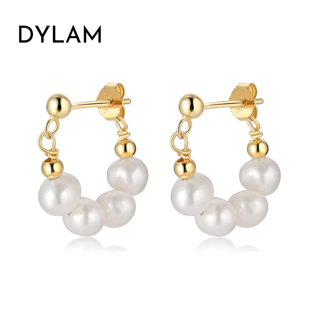 

Dylam Beaded Pearl Stud Earrings Wholesale OEM ODM Custom Logo Jewelry Romantic Shell Pearl Beaded Stud Earrings