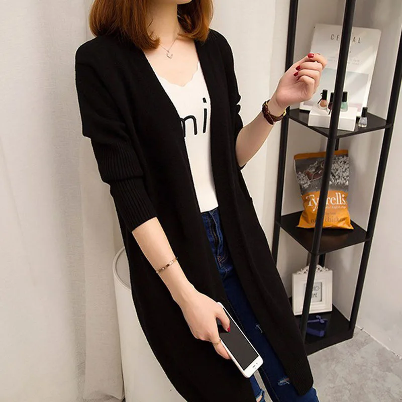 2019 factory low MOQ autumn woman clothing Long sleeve pure color big pocket medium style woman cardigan