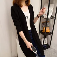 

2019 factory low MOQ autumn woman clothing Long sleeve pure color big pocket medium style woman cardigan