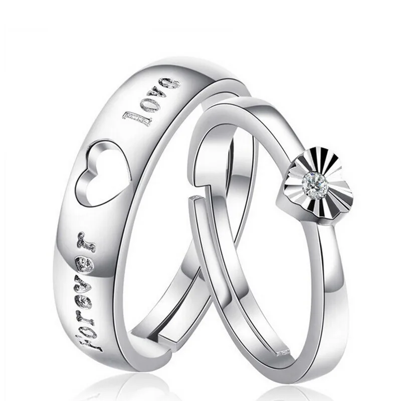 

Wholesale Fashion Jewelry His & Hers Couple Adjustable Ring Promise 925 sterling silver Ring for Women Ladies, Picture