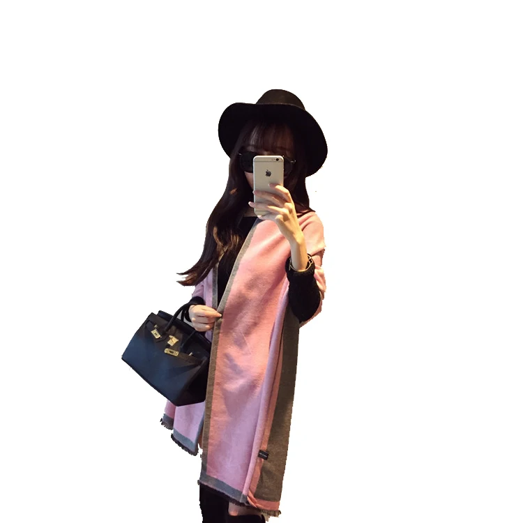 
Winter New Europe And America Wild Word Cashmere Scarf Ladies Long Section Dual-Use Warm Thick Winter Shawl 