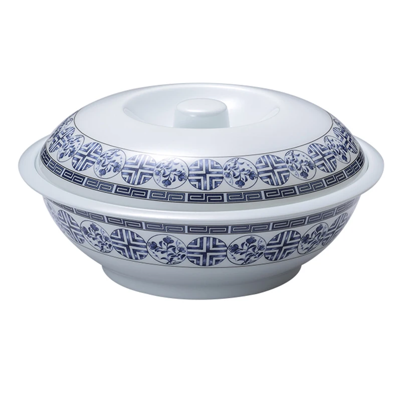 

High End 100% melamine Blue white round soup bowl melamine tableware sets