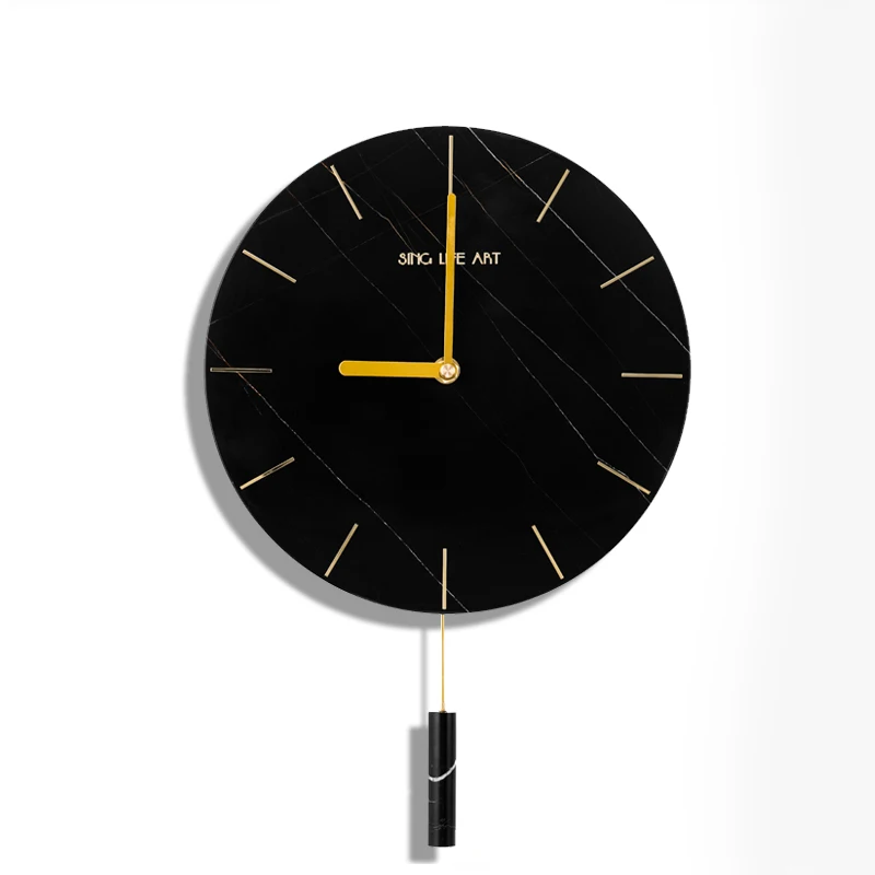 

Factory price Luxury Sahara Noir black marble wall clock