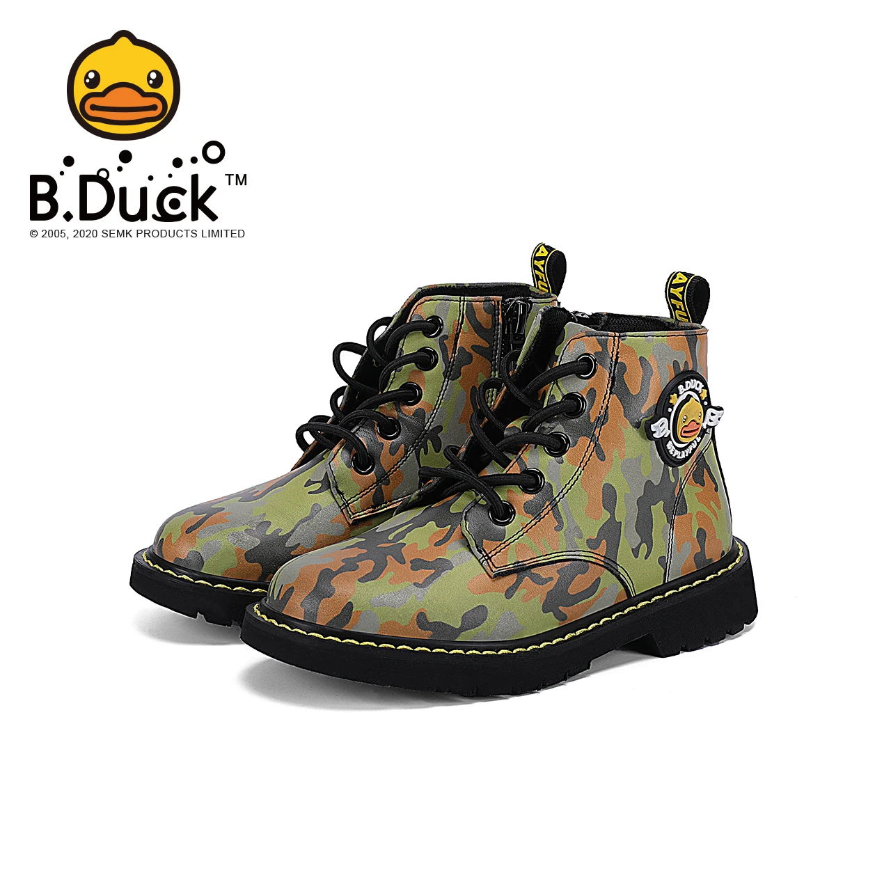 

Wholesale B.DUCK Children High Heel Shoes Kids Martin Boot Winter Warm Fashion high quality kids Camouflage shoes