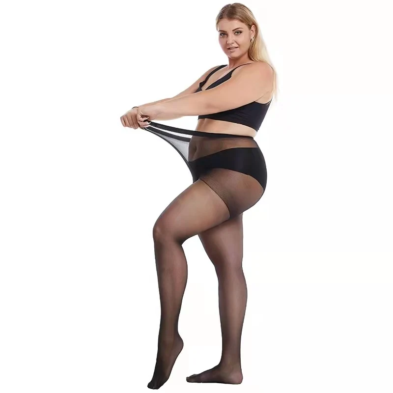 

Wholesale Office Lady Tights Anti Hook Transparent Thin Plus Size Silk Stockings Women Pantyhose, Black,skin color