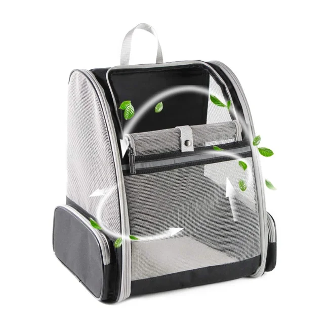 

Pet Carrier Backpack Dog Carrier Backpack Expandable with Breathable Mesh for Small Dogs Cats, Grey, black