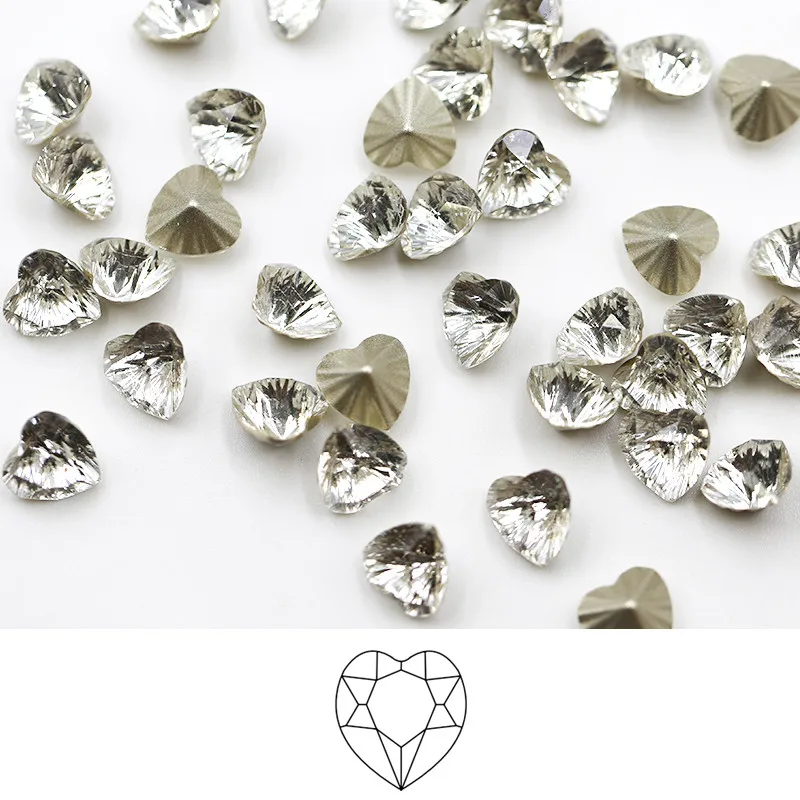 

Paso Sico Mystic Heart Lovely K9 Glass 10mm Crystal Point Back Rhinestones for Nail Art