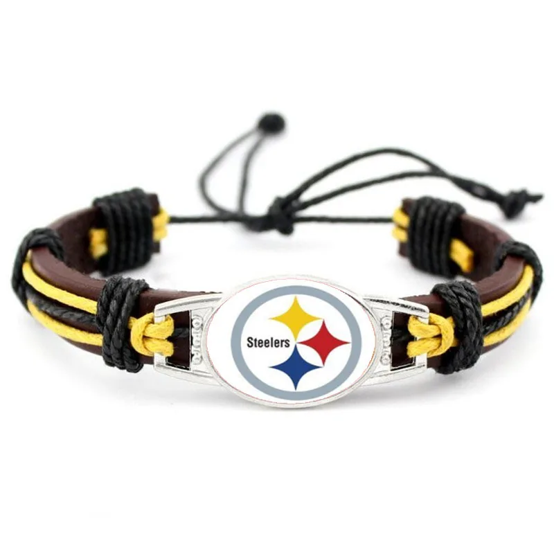 

Fashion creative hand-woven bracelet NFL football team Logo Charm Handmade cord sport team Bracelet, Mix color