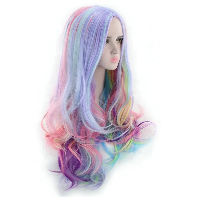 

Jhcentury Ladies Cos Wig Gradient Rainbow Ice Cream Cosplay Long Curly Hair, Pics