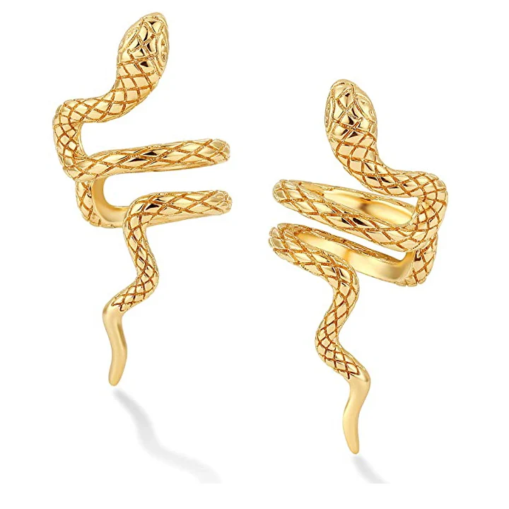 

Minimalist Gold Plated Cuff Earrings Ear Cartilage Clip on Wrap Earrings Snake Cuff Earrings for Women, Picture shows