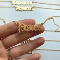 

Inspire Jewelry New Fashion Personalized Old English 12 Zodiac Necklace 18k gold plated stainless steel jewelry pendant