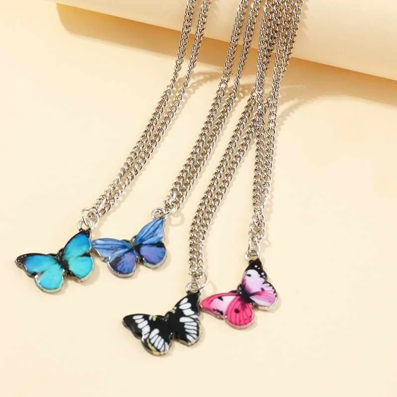 

2020 New Arrivals Silver Color Plated Chain Vivid Butterfly Pendant Choker Necklace for Sweet Girls, Silver plated