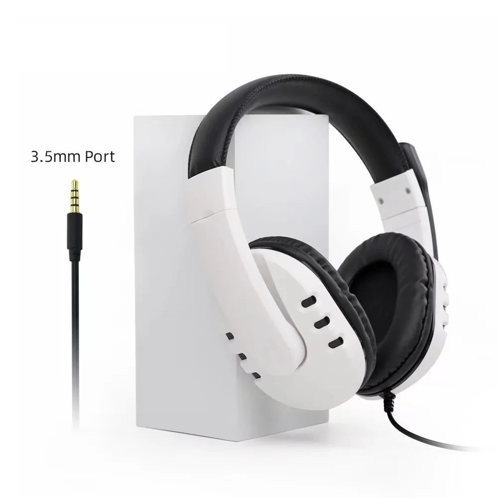 

New 3.5mm Wired Gaming Headphone with Microphone Universal Over-Ear Earphone Game Headset for PS4 PS5 Switch Xbox One, White