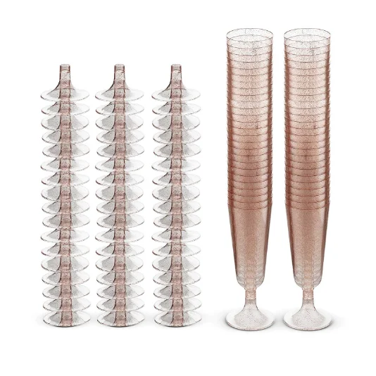 
christmas party supplies disposable clear plastic champagne flute with glitter 
