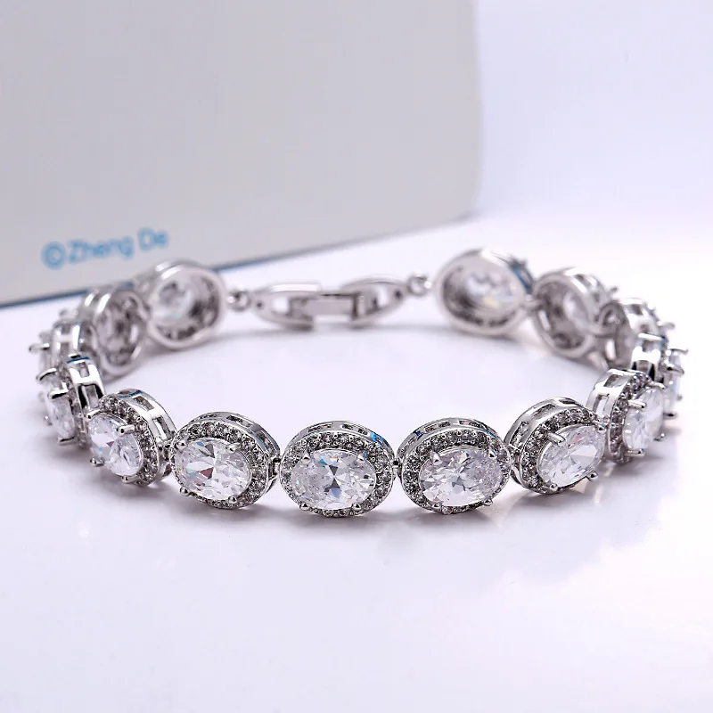 

Fashionable Bracelet Oval Cut Colorful Gemstone Cubic Zircon Jewelry Women Charm Bracelet For Party