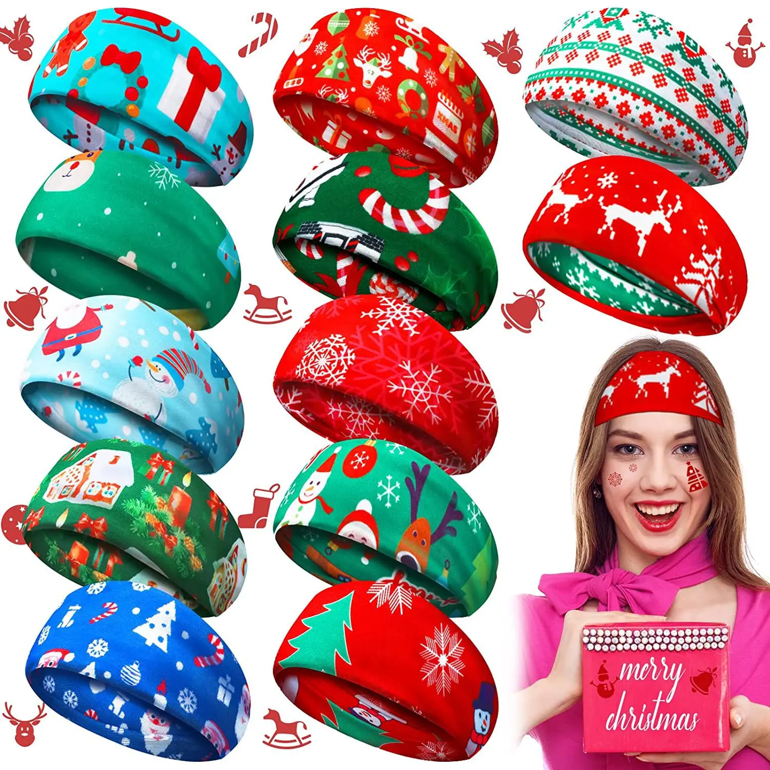 

Wholesale Christmas Headbands For Women Fashion Wide Headband Yoga Workout Head Bands Hair Accessories Band