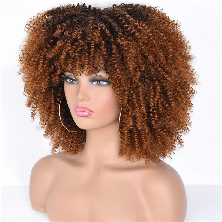 

Futura Wigs Lac Front Multicolor Curly Composite 14 Inch Afro Kinky Loosewigs Synthetic Hair With High Quality