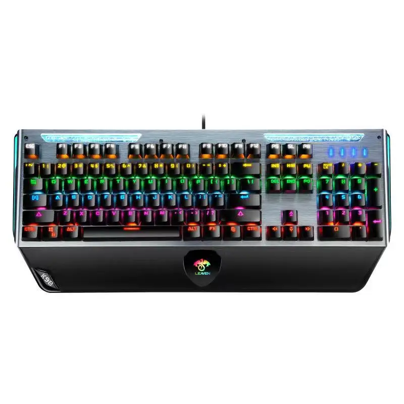 

Wholesale Ergonomic RGB Wired Mechanical Gaming keyboard 104 Keys Keyboard USB 2.0 Backlit LED Professional Keyboard, Black