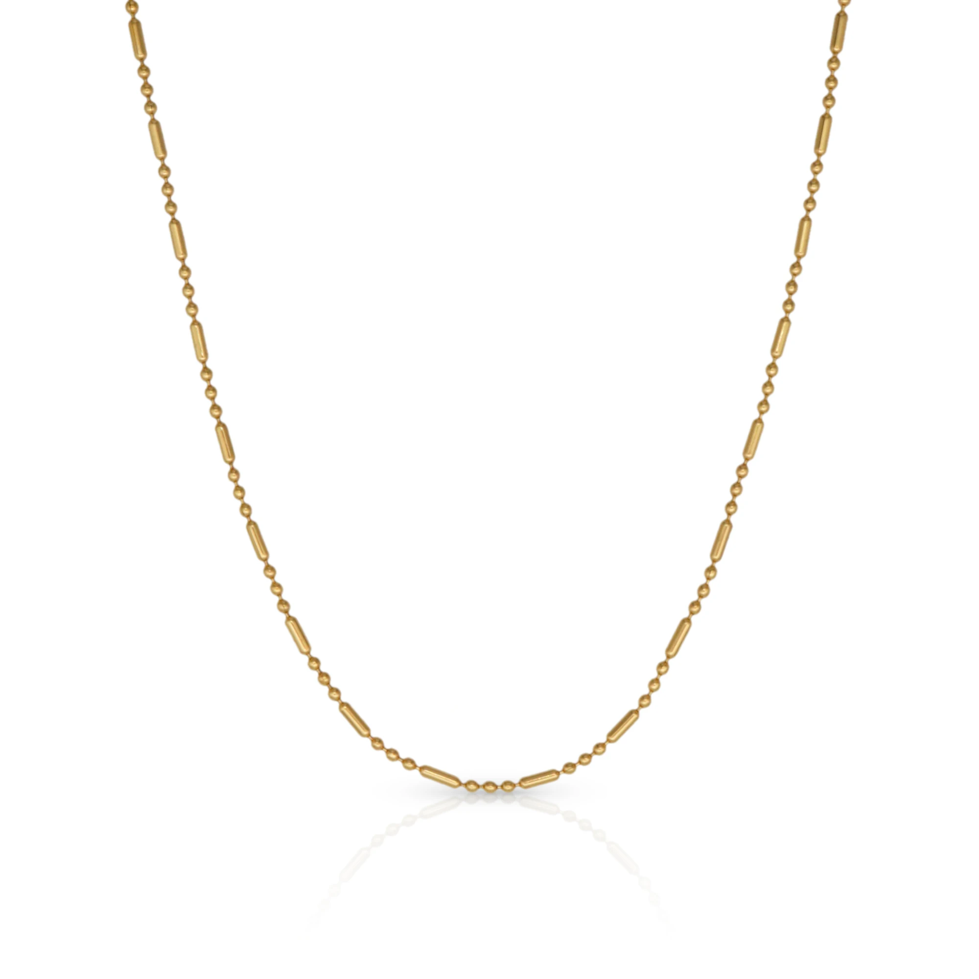 Chris April waterproof fashion jewelry PVD gold plated 316L Stainless Steel Minimalist bar and beads chain Necklace