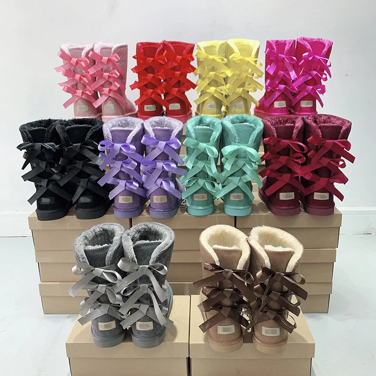 

Wholesale New Winter Ladies Leather Plus Size Muti Color Fashion Short Boots Uggh Shoes Women Fur Outdoor Snow Boots