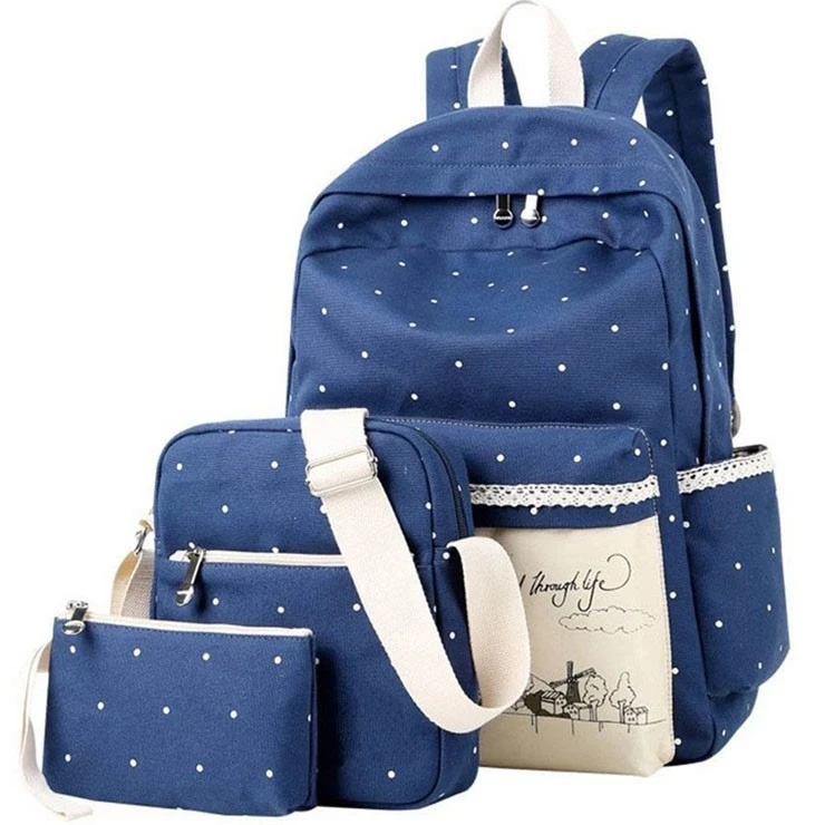 

Wholesale Best Quality Teen Girl School Bag Girl's Canvas 3 Sets School Backpack For Teens, Customized color available