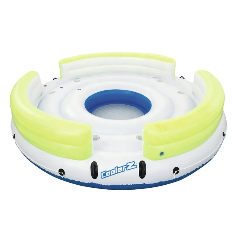 

Easy Set up 6 Person Inflatable Water Floating Island Lounger Float Rafts with Handles, As photo