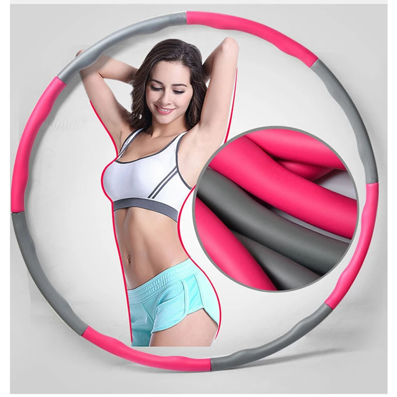 

New design fitness equipment detachable portable plastic fitness 8 sections hoola hoop circle with soft padding, Red, blue, green