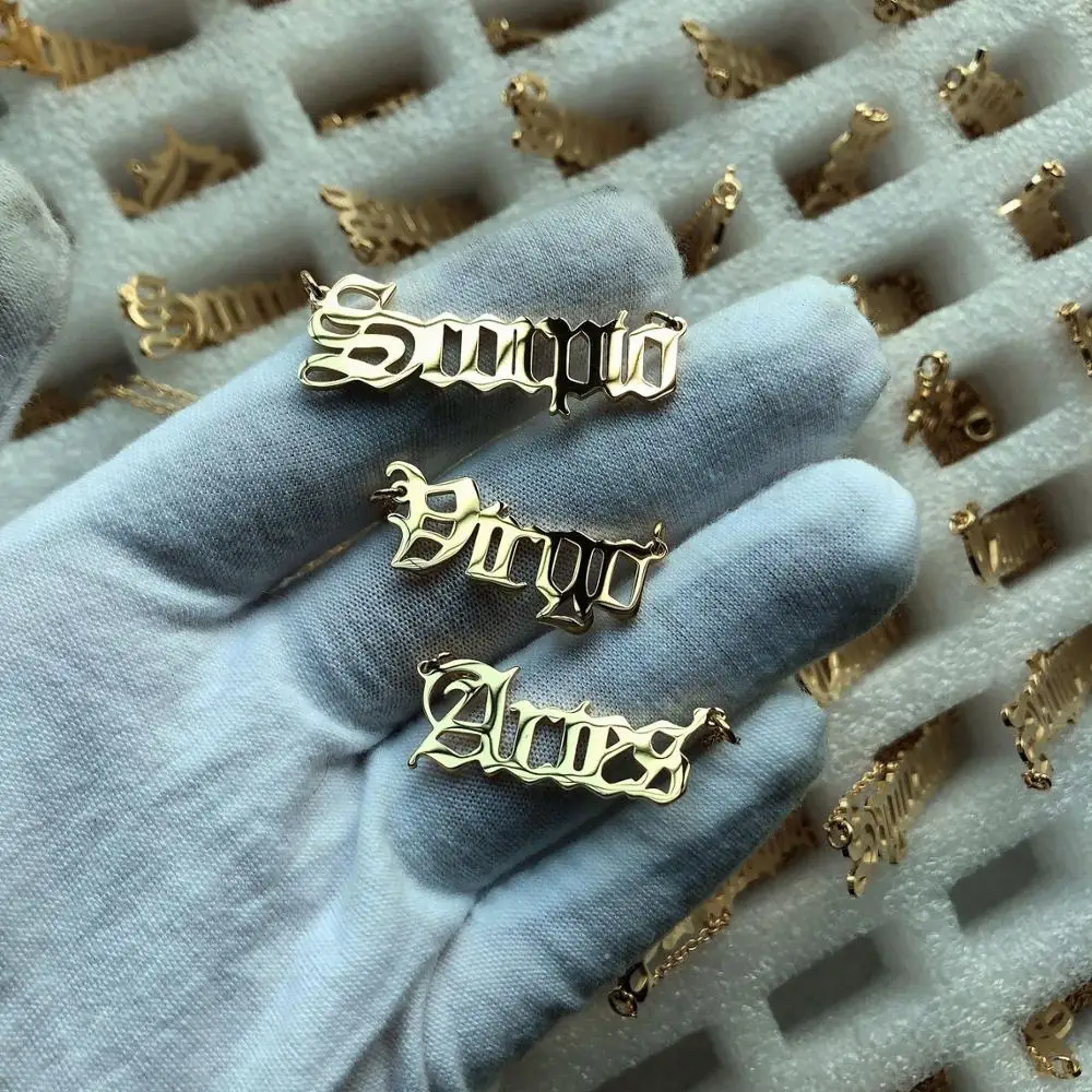 לעורר תכשיטי חדש אופנה אישית ישן אנגלית 12 גלגל המזלות שרשרת 18 k זהב מצופה נירוסטה תכשיטי תליון